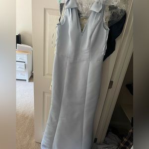 Ice blue amsale bridesmaids dress